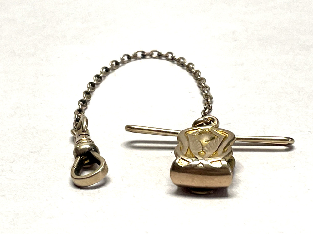 Antique Victorian JFSS Gold Filled Pocket Watch Fob Chain Dog Clip T-Bar 4.5"